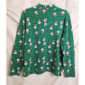 Unbranded Women's Long Sleeve Sweatshirt Green w/Snowmen All over (No tags)